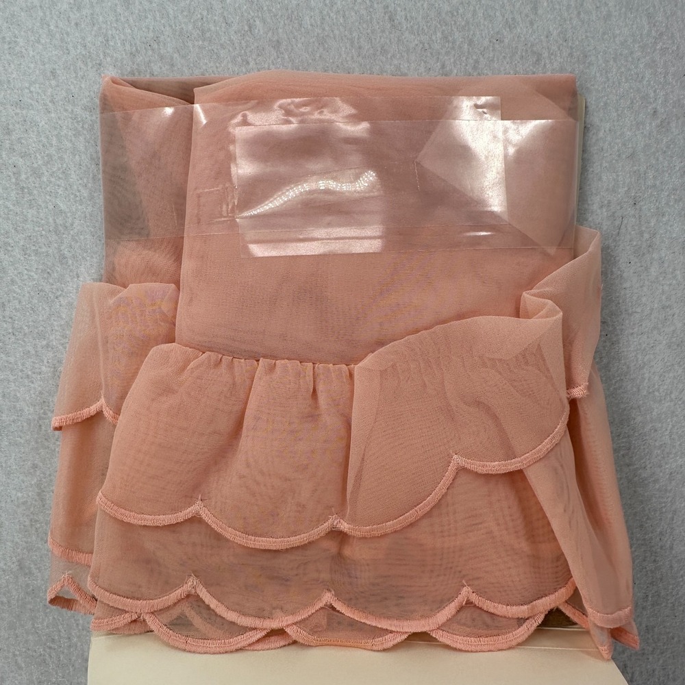 VTG Lizette Ascot Valance Shear Soft Peach Ruffle 21" X‎ 30" Length Pocket Rod